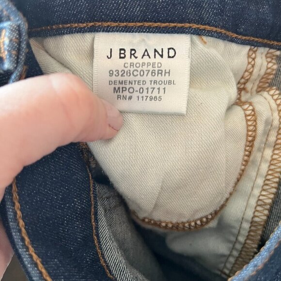 J Brand Premium Denim  Blue Jeans Cropped Factory Distressed  Women's Size 28 - Picture 4 of 6